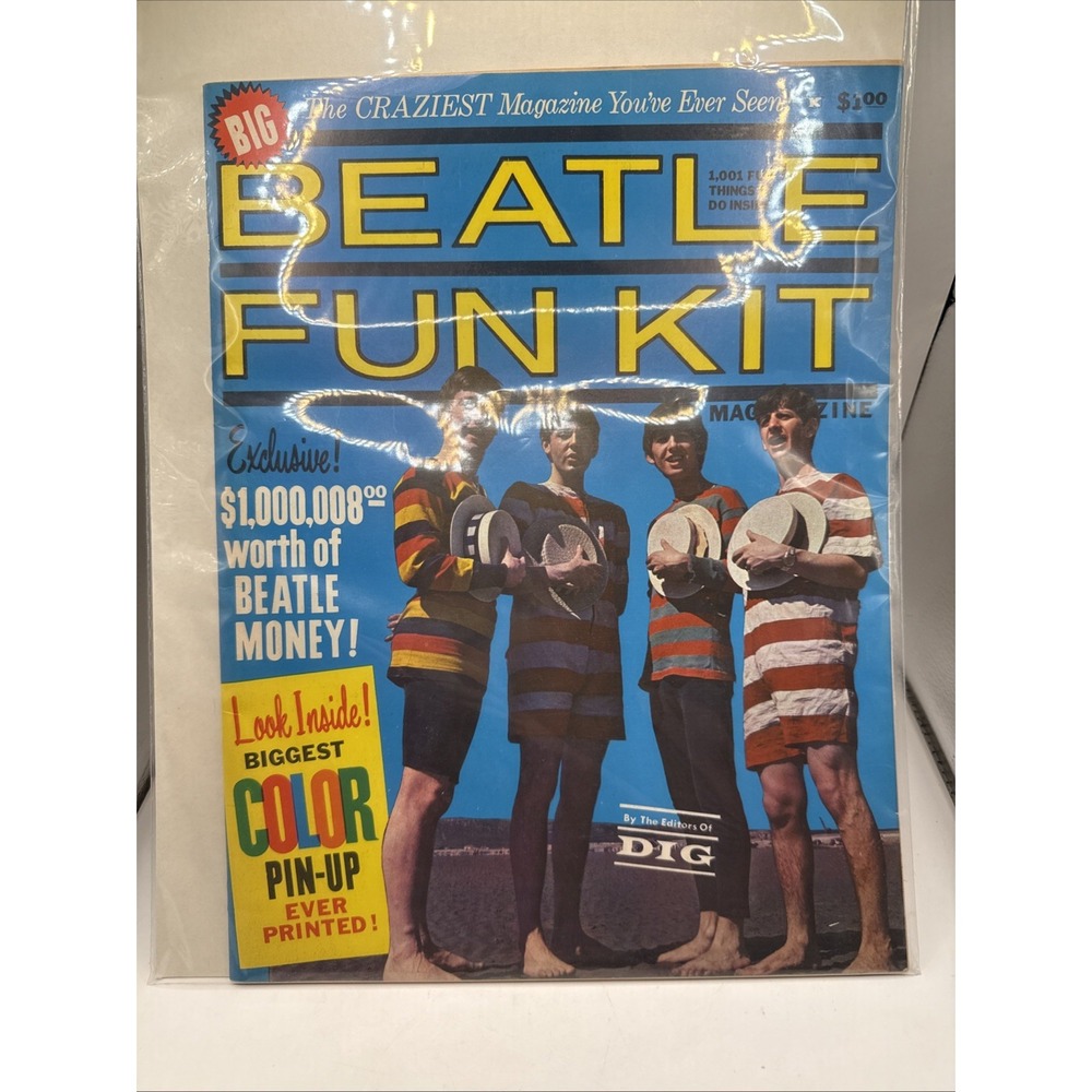 BEATLES JOHN GEORGE PAUL RINGO FUN KIT MAGAZINE MEMORABILIA 1964 UNCUT COMPLETE